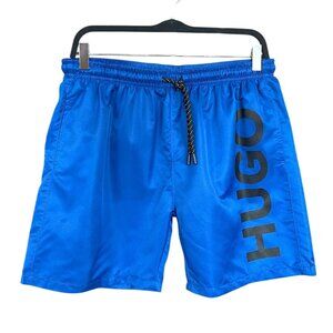 BOSS by Hugo Boss Men's Quick-Drying Large Contrast Logo Swim Shorts Blue Size M